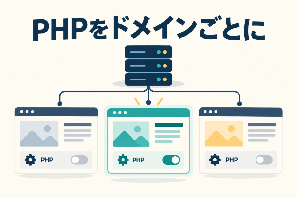 同じサーバーの各サイトでPHPの設定を個別に切り替えるイラスト
