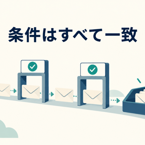 メールが二つのチェックを通って受信箱へ進むイラスト