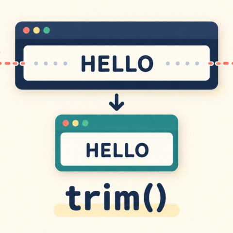 文字列の両端の空白を切り取るtrim()のイラスト