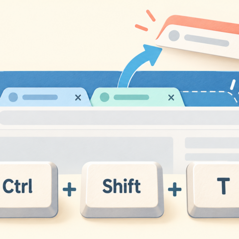 ブラウザーのタブとCtrl・Shift・Tのキーを描いたイラスト